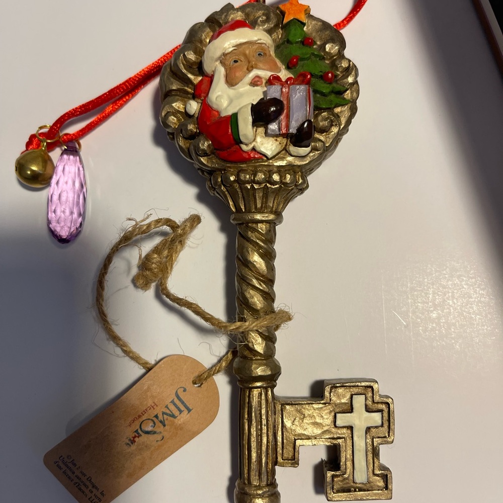 Jim Shore Festive Gold Santa Key Ornament